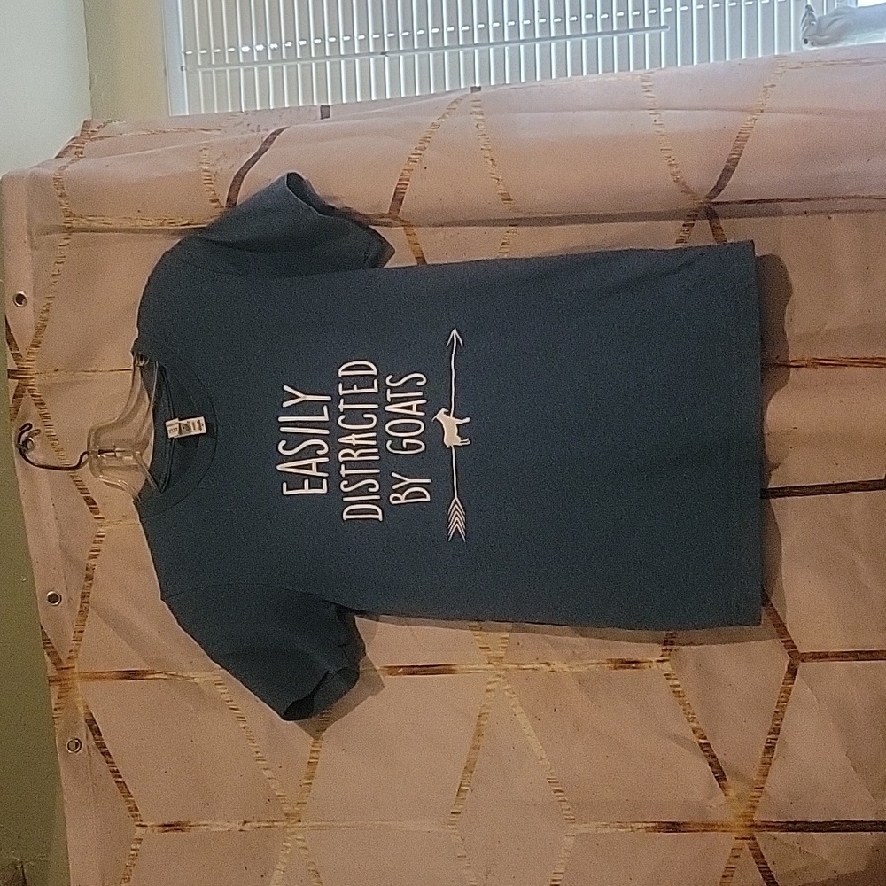 Bella Canvas youth XS t-shirt, Easily Distracted by Goats. No call outs